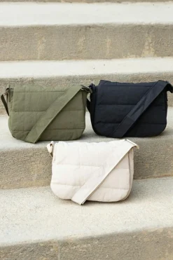 Sale Dear-Lover Solid Minimalist Foldover Puffer Crossbody Bag Black