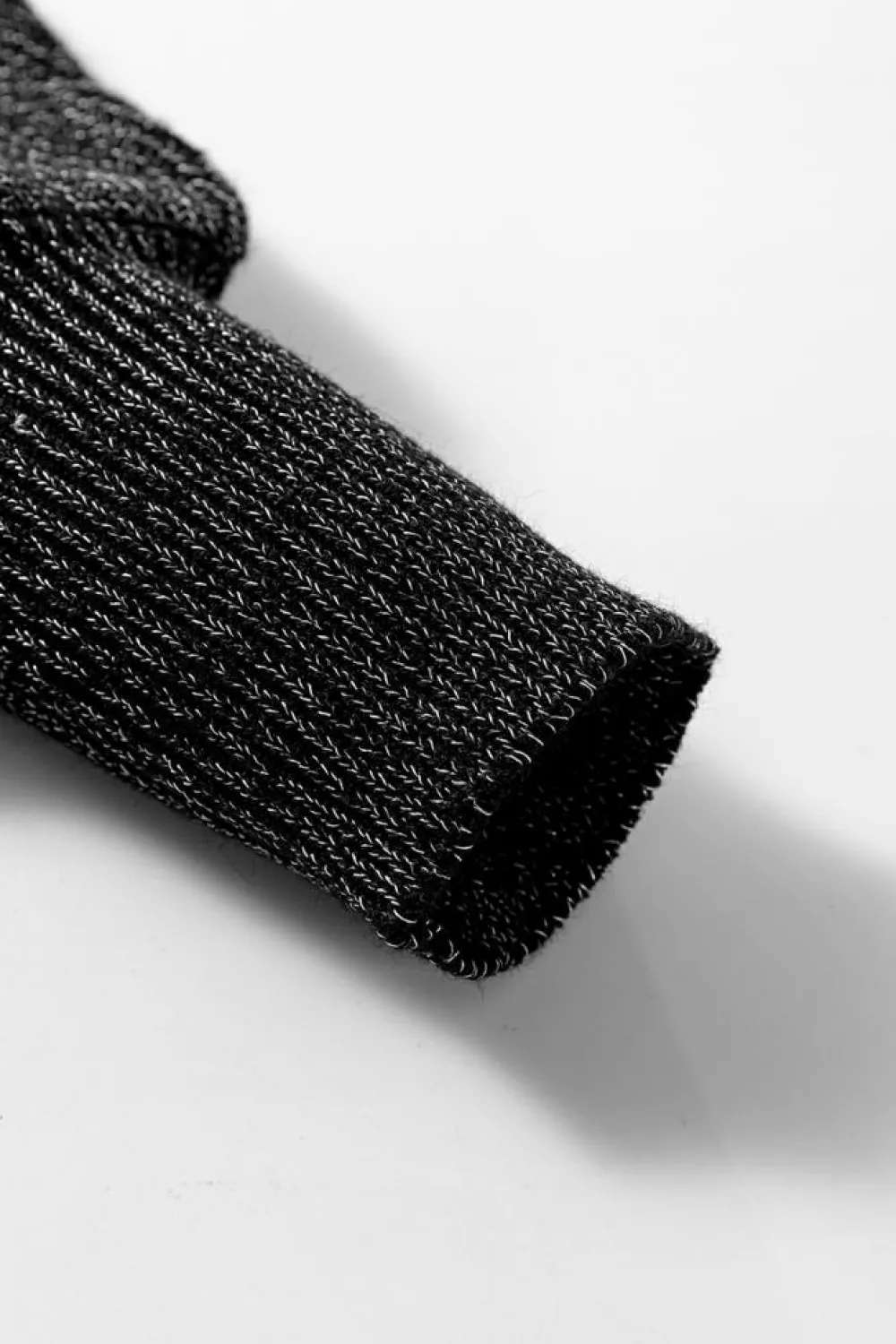 Sale Dear-Lover Solid O Neck Balloon Sleeve Loose Fit Sweater Black