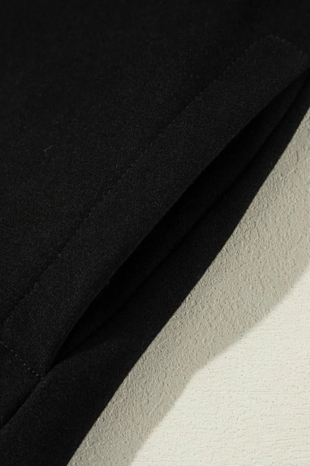 Best Dear-Lover Solid O Neck High Low Hem Pullover Sweatshirt Black
