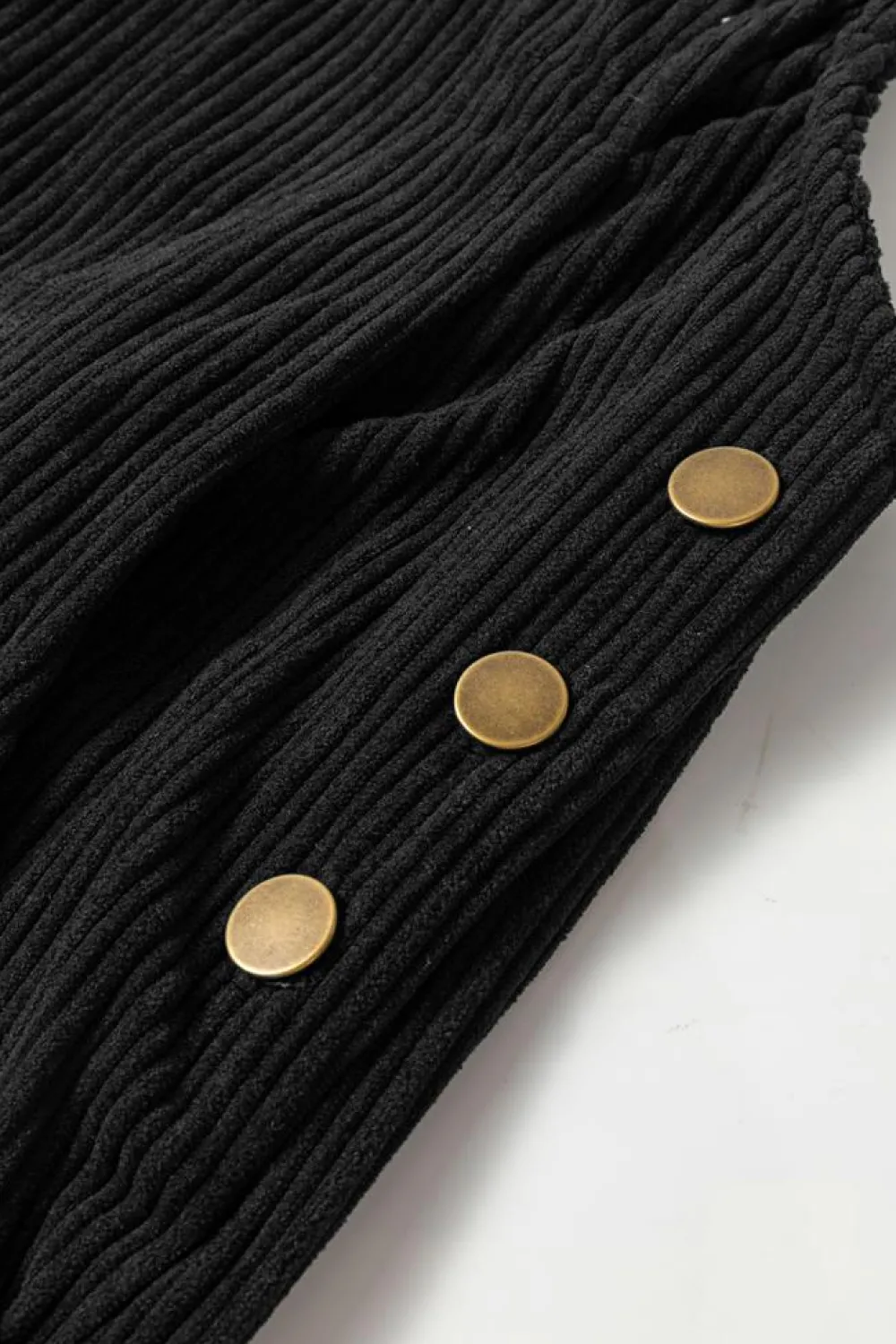 Clearance Dear-Lover Solid Pocketed Loose Fit Corduroy Overall Black