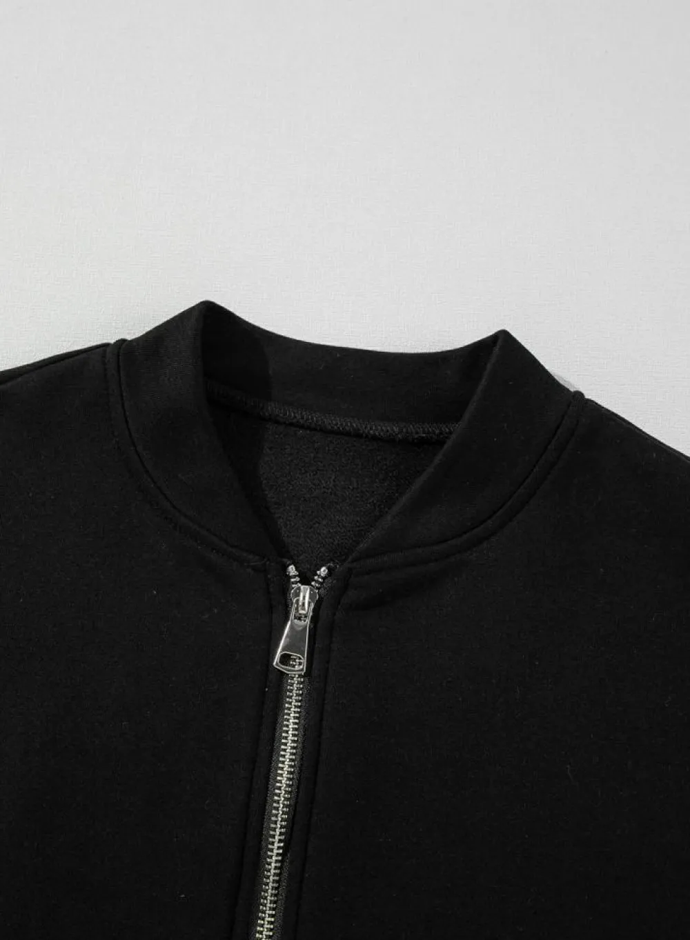 Outlet Dear-Lover Solid Seamed Zipper Jacket and Drawstring Waist Pants Set Black