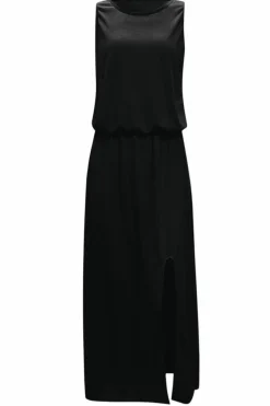 Outlet Dear-Lover Solid Sleeveless Tunic Maxi Dress with Split Black