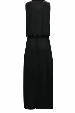 Outlet Dear-Lover Solid Sleeveless Tunic Maxi Dress with Split Black
