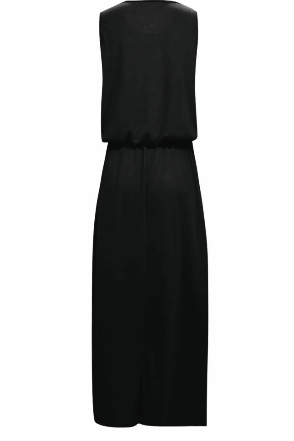 Outlet Dear-Lover Solid Sleeveless Tunic Maxi Dress with Split Black