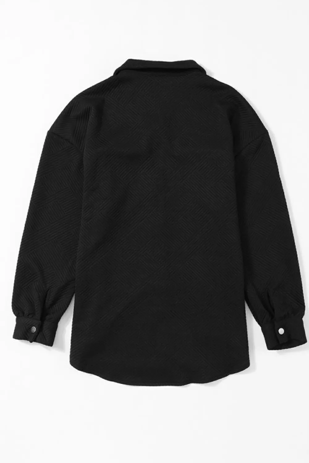 Outlet Dear-Lover Solid Textured Flap Pocket Buttoned Shacket Black