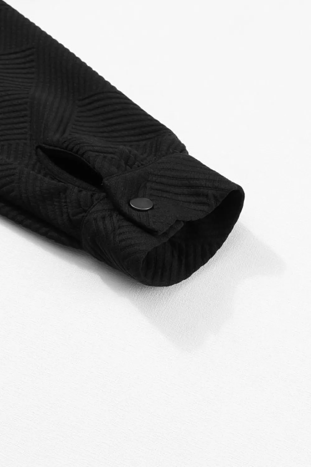 Outlet Dear-Lover Solid Textured Flap Pocket Buttoned Shacket Black