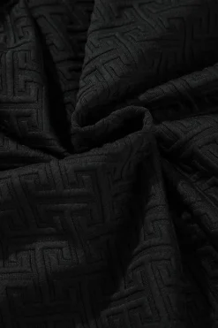 New Dear-Lover Solid Textured Half Zipper Collared Sweatshirt Black