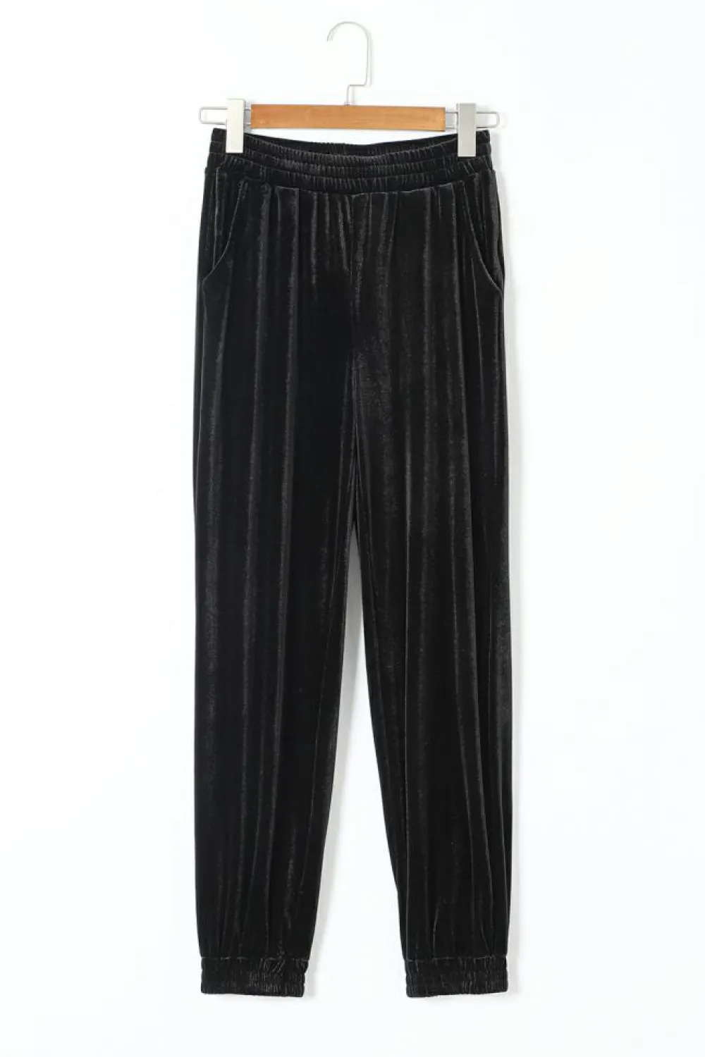 Best Dear-Lover Solid Velvet Jogger Pants Black