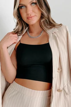 Discount Dear-Lover Spaghetti Strap Skinny Fit Cropped Tank Top Black