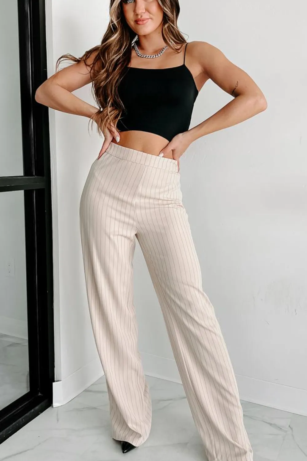 Discount Dear-Lover Spaghetti Strap Skinny Fit Cropped Tank Top Black