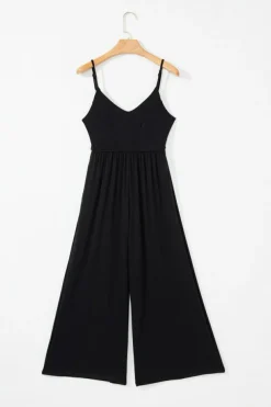 Outlet Dear-Lover Spaghetti Straps Open Back Pleated Wide Leg Jumpsuit Black