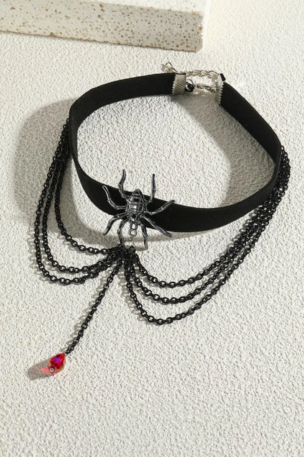 Sale Dear-Lover Spider Layered Chain Bead Pendant Choker Necklace Black