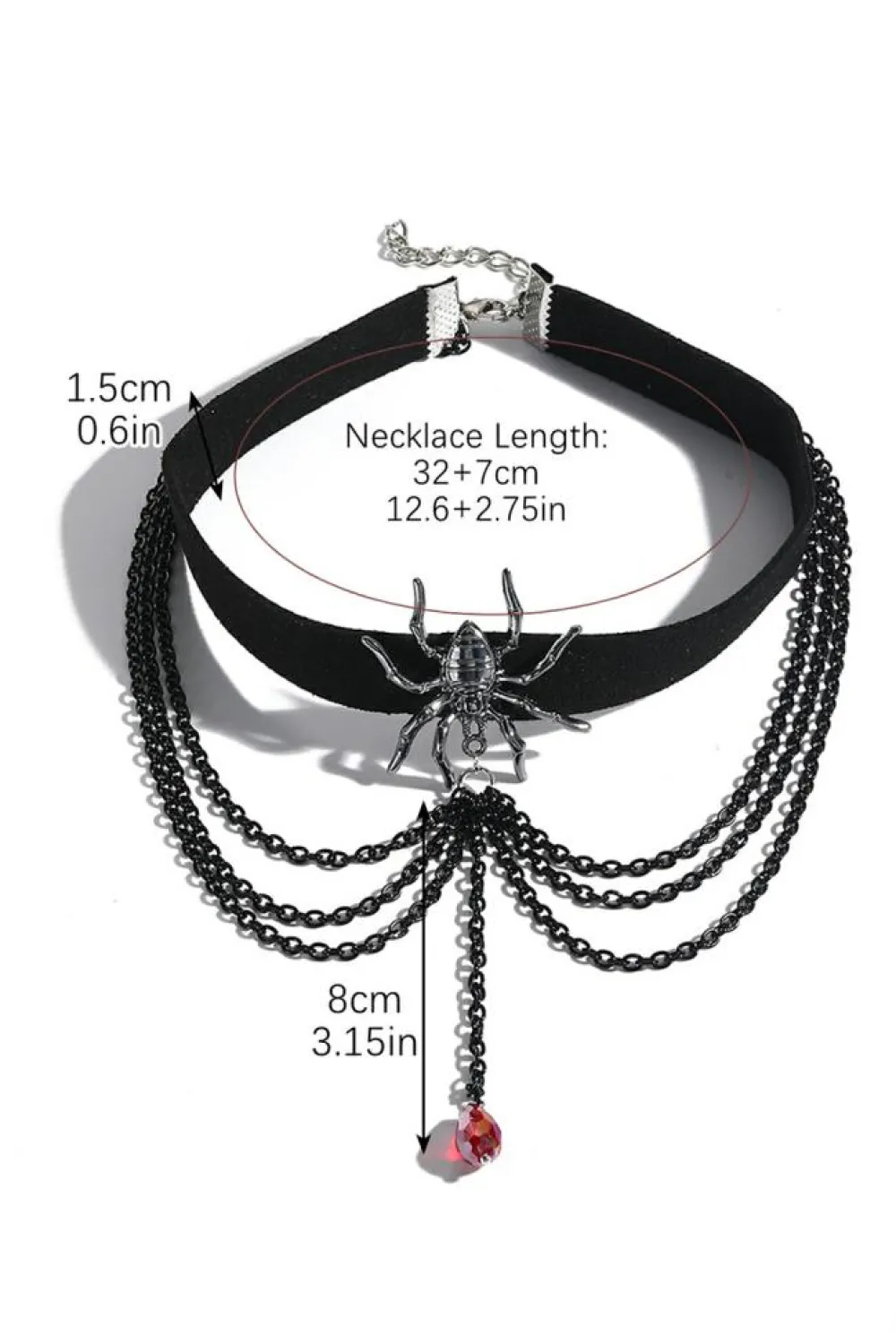 Sale Dear-Lover Spider Layered Chain Bead Pendant Choker Necklace Black
