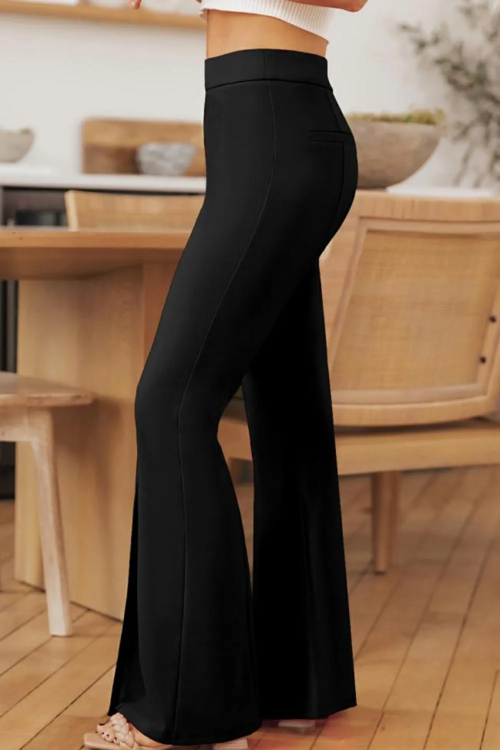 Best Dear-Lover Split Hem High Waist Pants Black