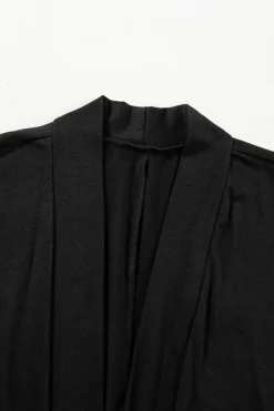 New Dear-Lover Split Long Cardigan and Skinny Pants Lounge Set Black