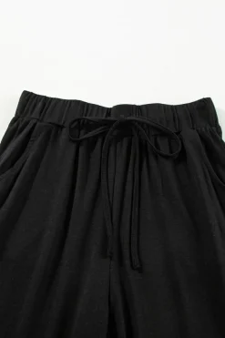 New Dear-Lover Split Long Cardigan and Skinny Pants Lounge Set Black
