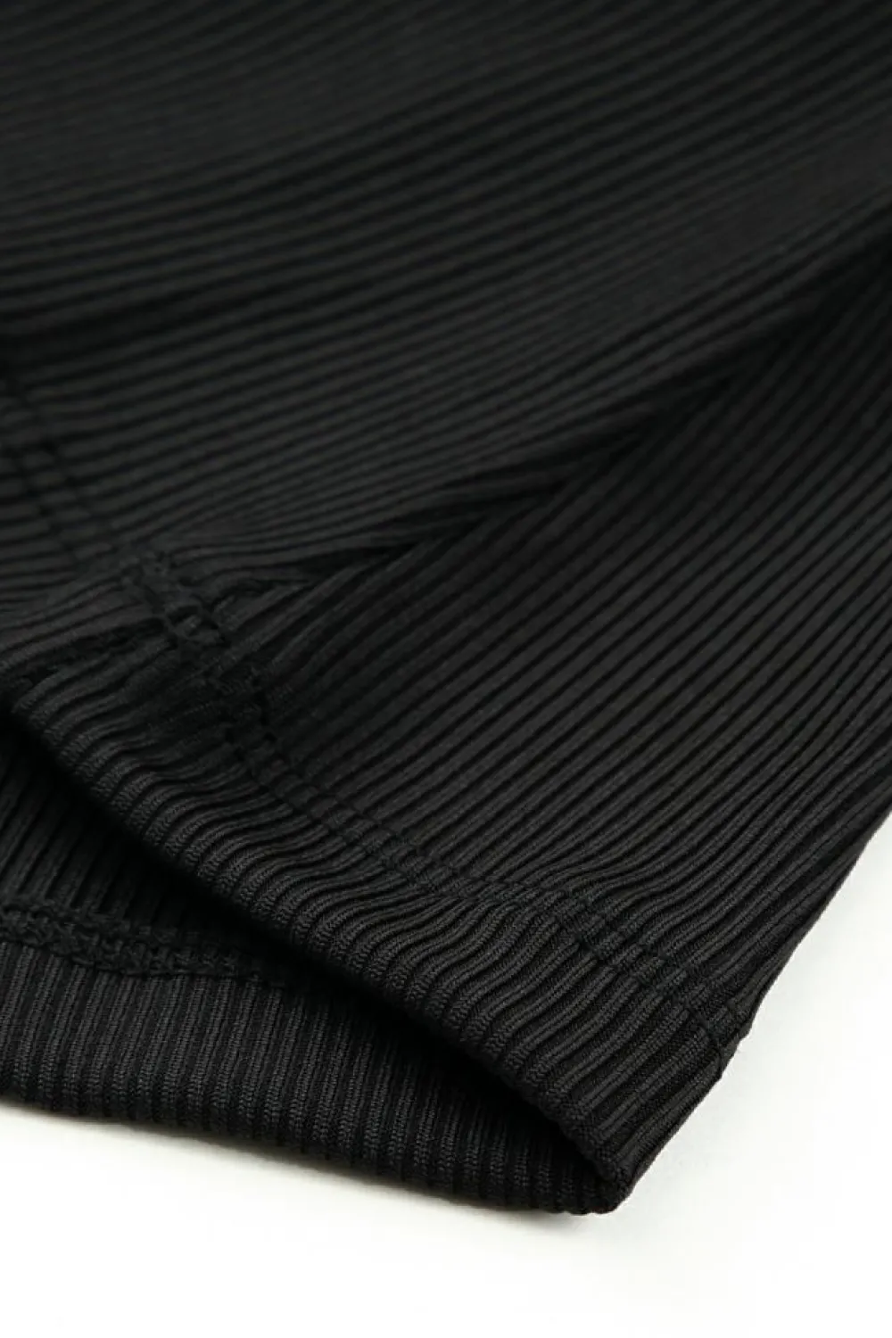 New Dear-Lover Split Neck Ribbed Knit Tank Top Black
