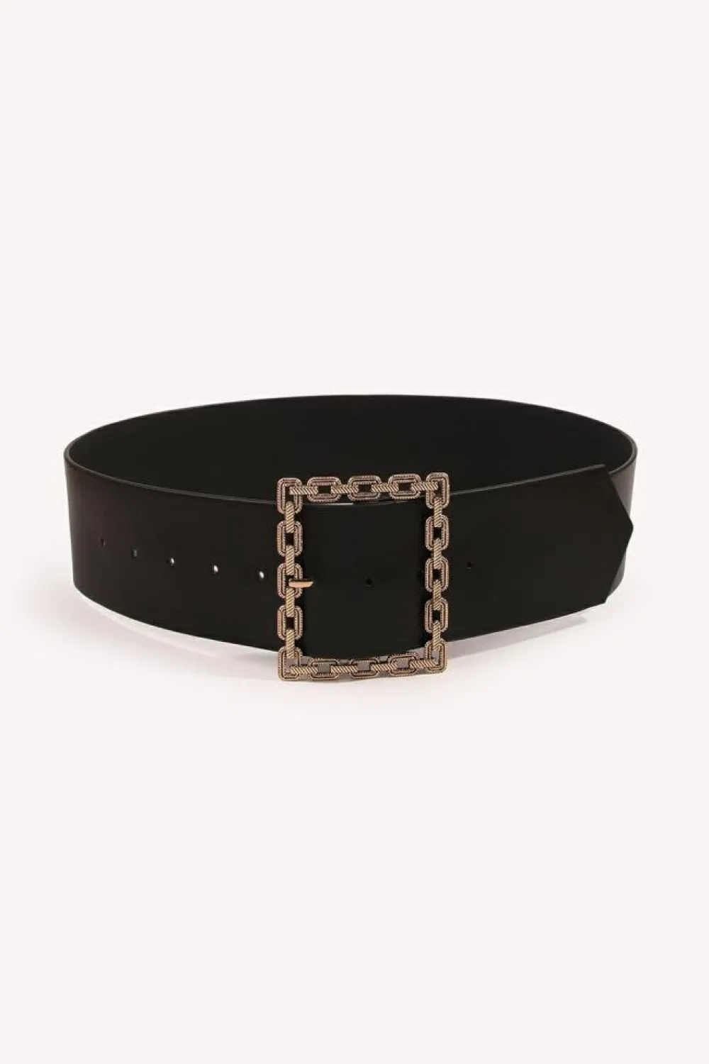 Clearance Dear-Lover Square Buckle Faux Leather Girdle Black