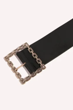 Clearance Dear-Lover Square Buckle Faux Leather Girdle Black