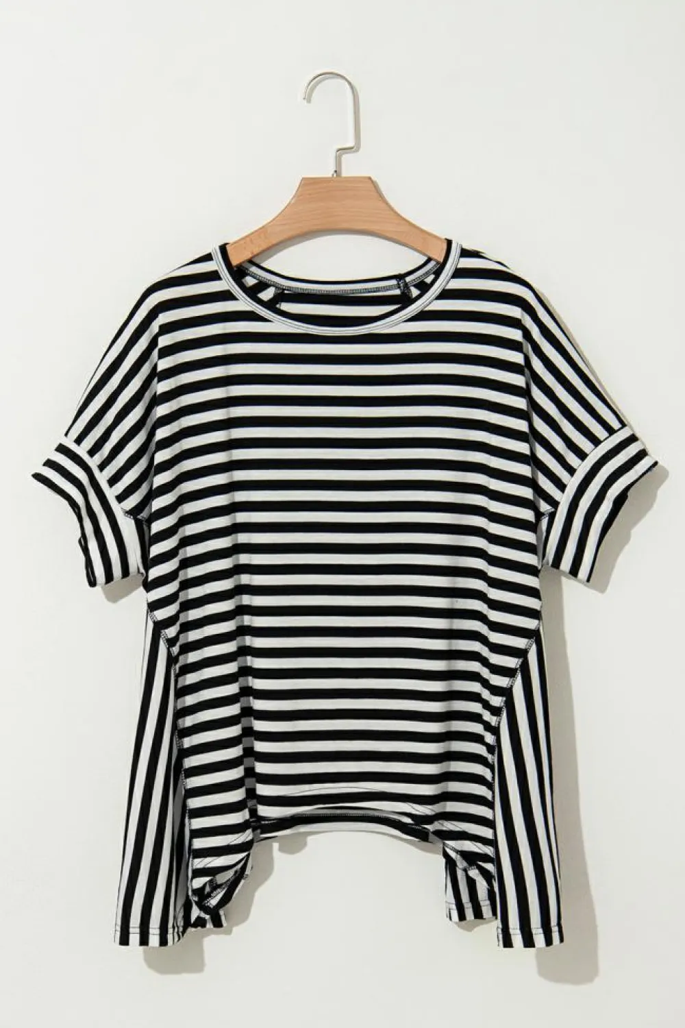 Outlet Dear-Lover Batwing Sleeve Crewneck Oversized Top Black Stripe