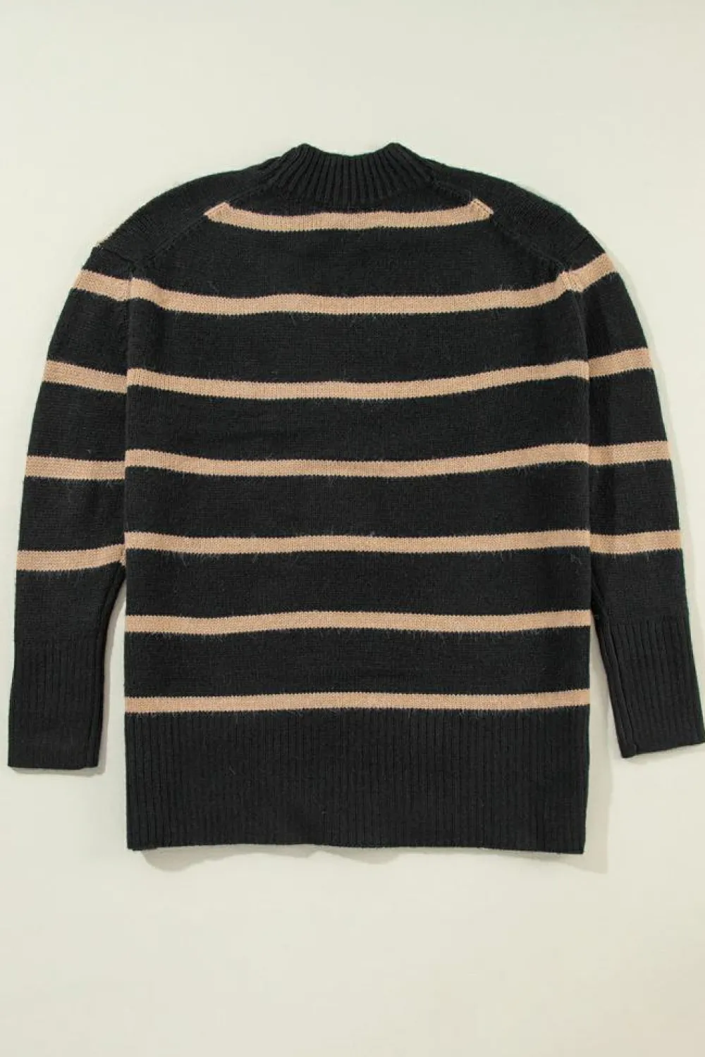Clearance Dear-Lover Buttoned V Neck Drop Shoulder Loose Cardigan Black Stripe
