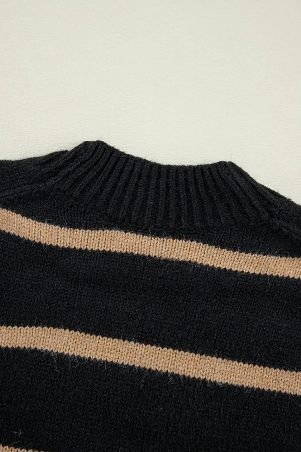 Clearance Dear-Lover Buttoned V Neck Drop Shoulder Loose Cardigan Black Stripe