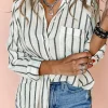 Best Dear-Lover Chest Pocket Buttoned Oversized Shirt Black Stripe