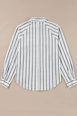 Best Dear-Lover Chest Pocket Buttoned Oversized Shirt Black Stripe