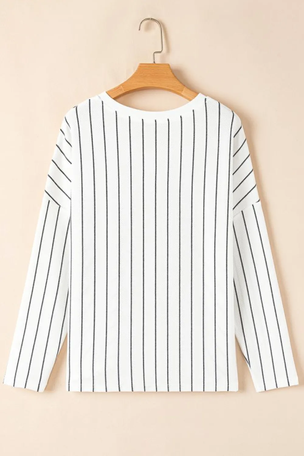 Online Dear-Lover Chevron Striped V Neck Long Sleeve Casual Top Black Stripe