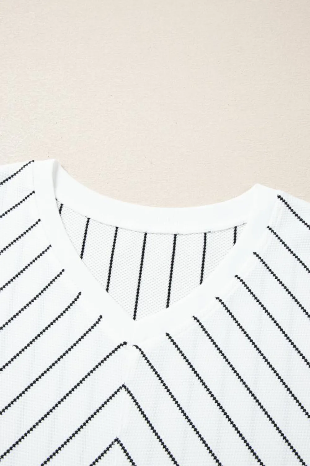 Online Dear-Lover Chevron Striped V Neck Long Sleeve Casual Top Black Stripe