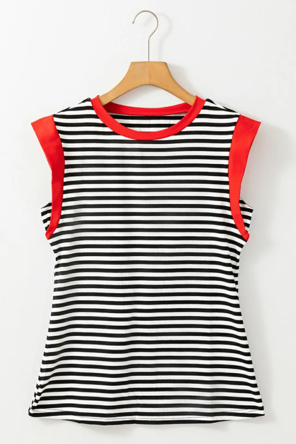 Outlet Dear-Lover Colorblock Edge Round Neck Tank Top Black Stripe