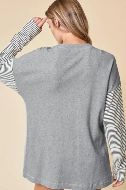 Discount Dear-Lover Colorblock Patchwork Open Front Cardigan with Pocket Black Stripe