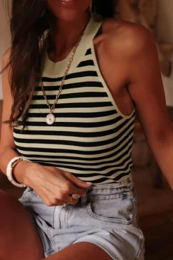 Discount Dear-Lover Crew Neck Slim Fit Sweater Vest Black Stripe