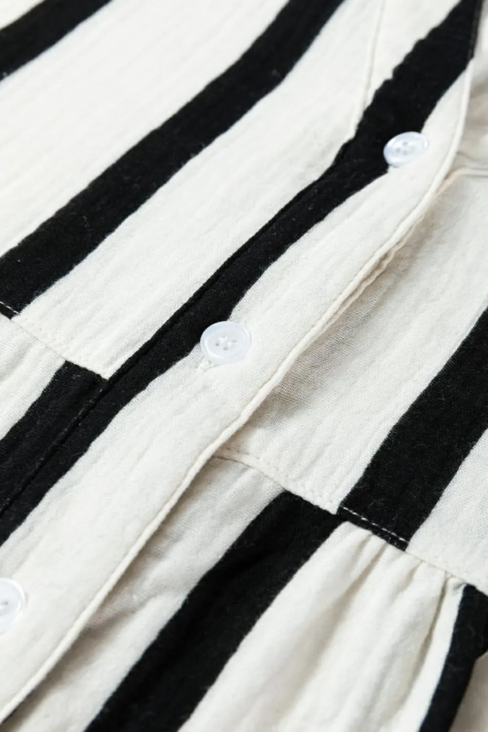 New Dear-Lover Crinckled Ruffled Sleeve Button up Loose Shirt Black Stripe