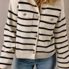 Discount Dear-Lover Flap Pocket Buttoned Cardigan Sweater Black Stripe