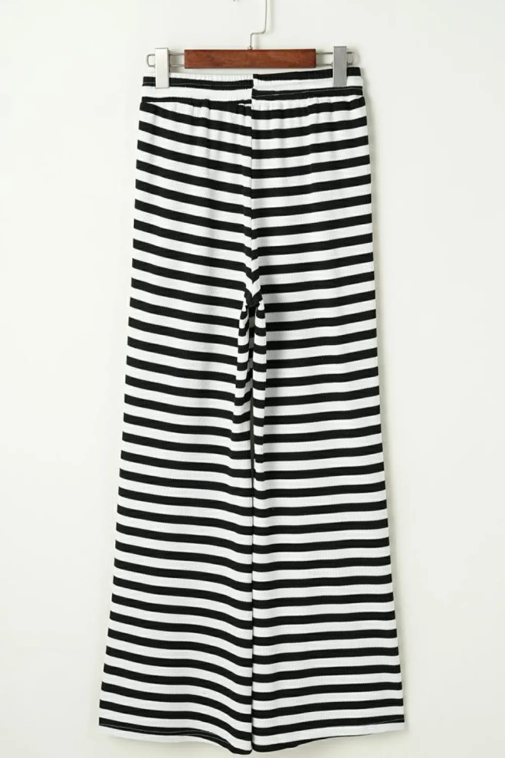 Online Dear-Lover Lace-up Waist Casual Flared Pants Black Stripe