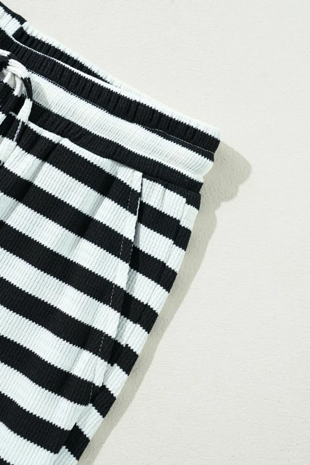 Online Dear-Lover Lace-up Waist Casual Flared Pants Black Stripe