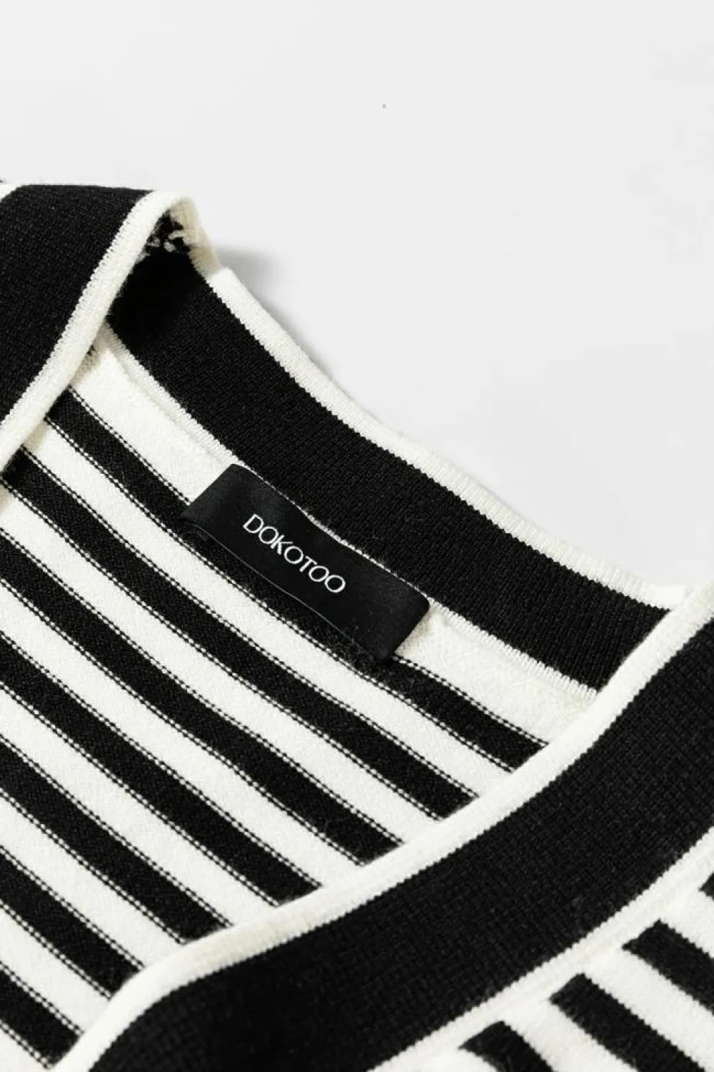 New Dear-Lover Long Sleeve Button up Tunic Cardigan Black Stripe