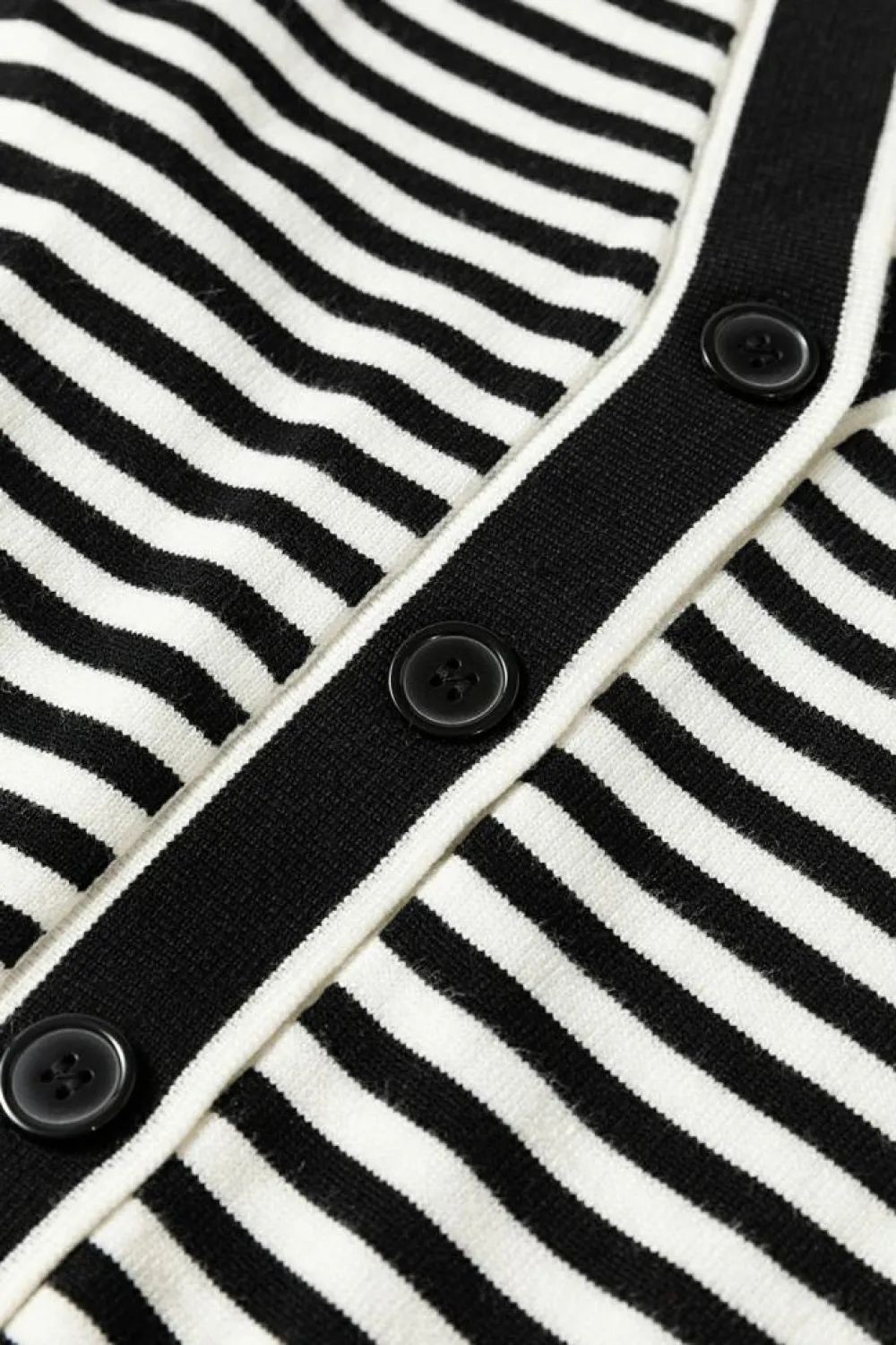 New Dear-Lover Long Sleeve Button up Tunic Cardigan Black Stripe