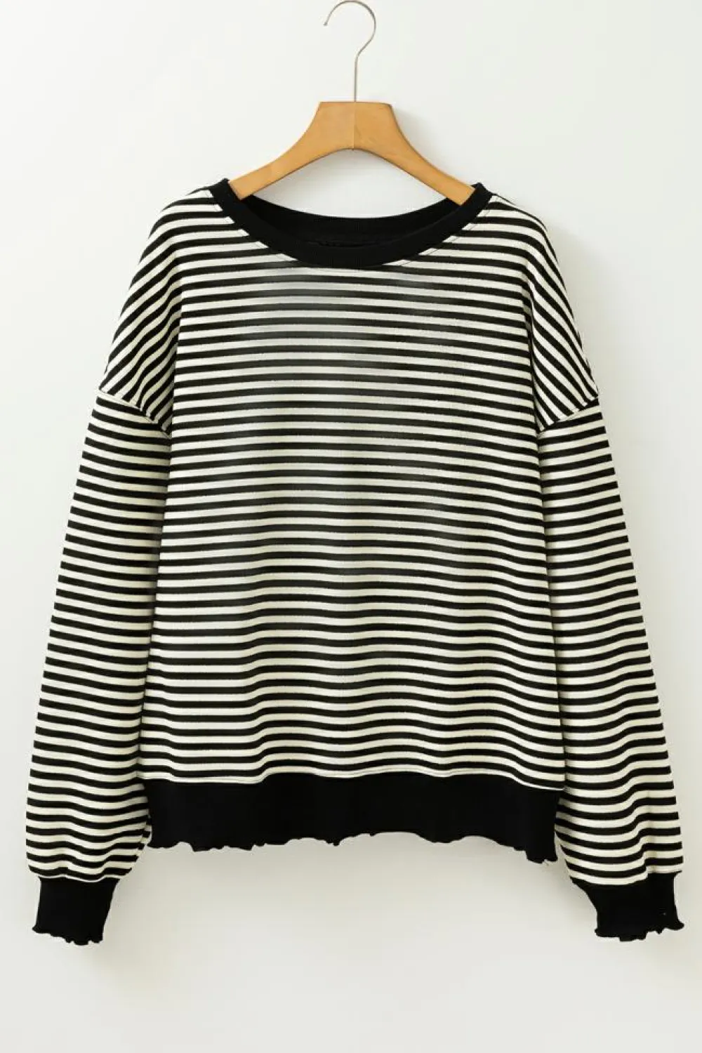 Best Dear-Lover Loose Drop Shoulder Long Sleeve Top Black Stripe