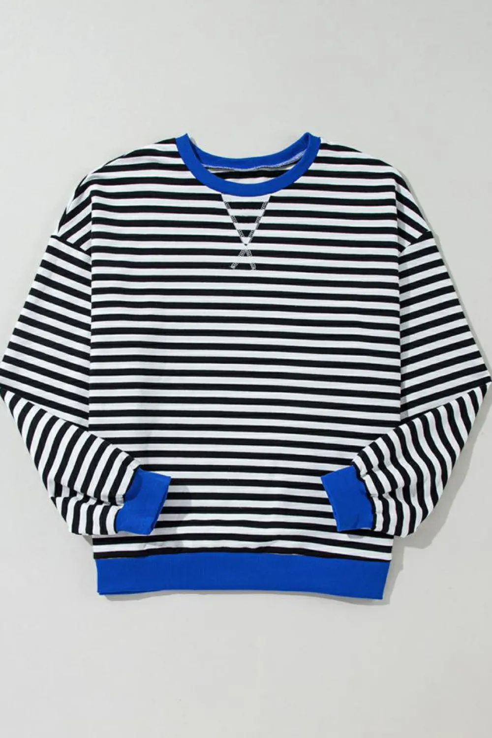 Online Dear-Lover Oversized Contrast Trim Pullover Sweatshirt Black Stripe