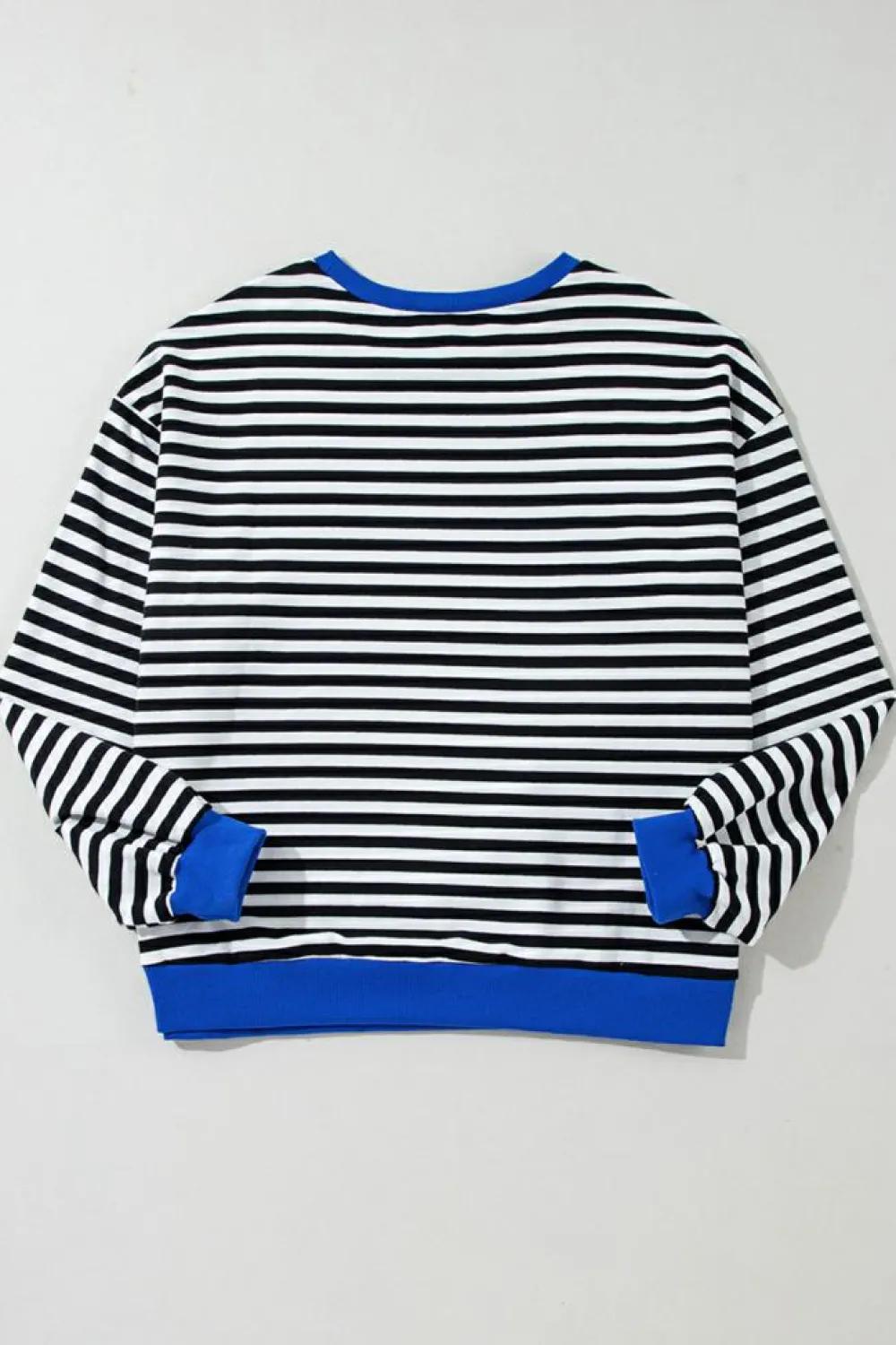 Online Dear-Lover Oversized Contrast Trim Pullover Sweatshirt Black Stripe