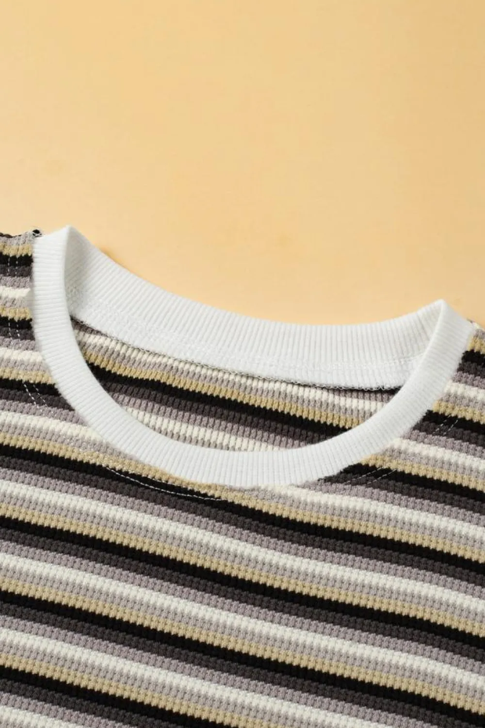 Discount Dear-Lover Rainbow Tee Tasseled String Wide Leg Pants Set Black Stripe