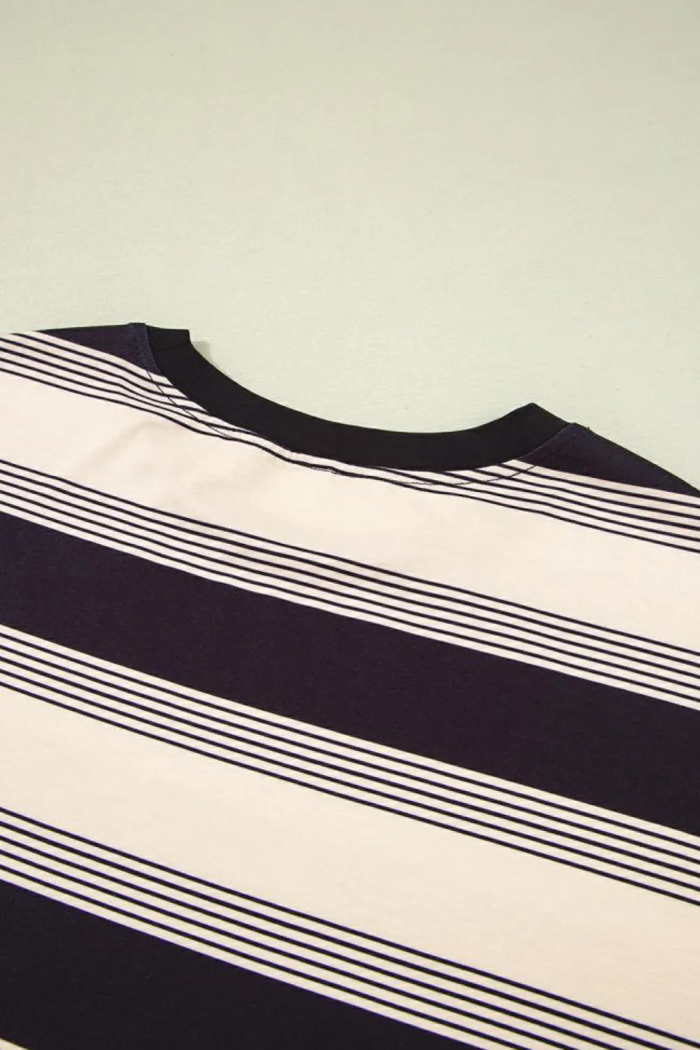 Discount Dear-Lover Short Sleeve T Shirt and High Waist Pocketed Shorts Set Black Stripe