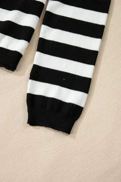 Sale Dear-Lover Slim Fit High Neck Knit Sweater Black Stripe