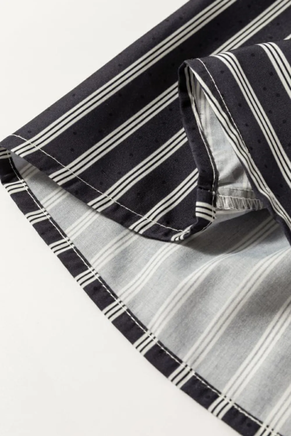 Outlet Dear-Lover 2-tone Patchwork Half Buttons Chest Pockets Casual Blouse Black Stripe
