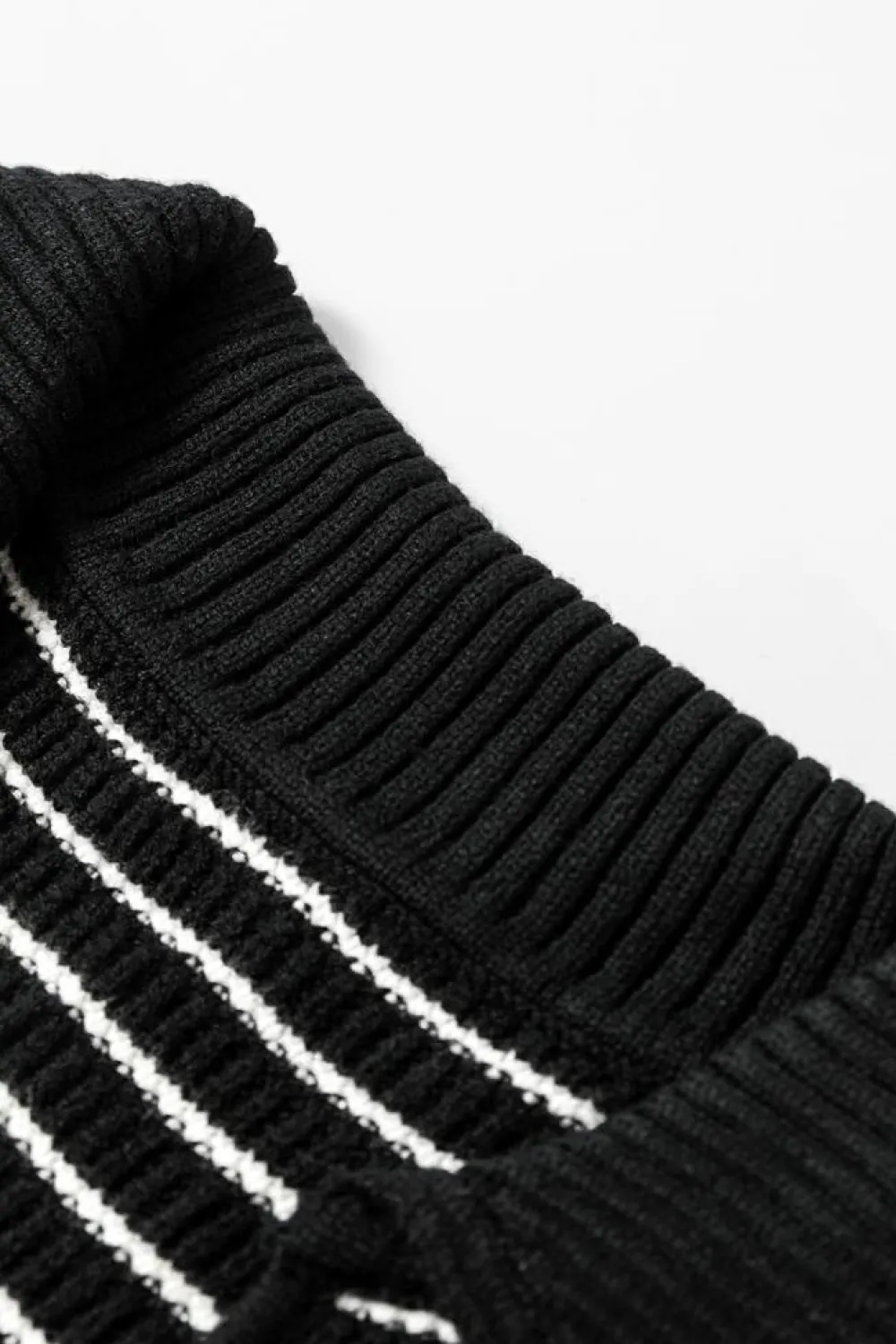 Discount Dear-Lover Turn-down V Neck Sweater Tank Top Black Stripe