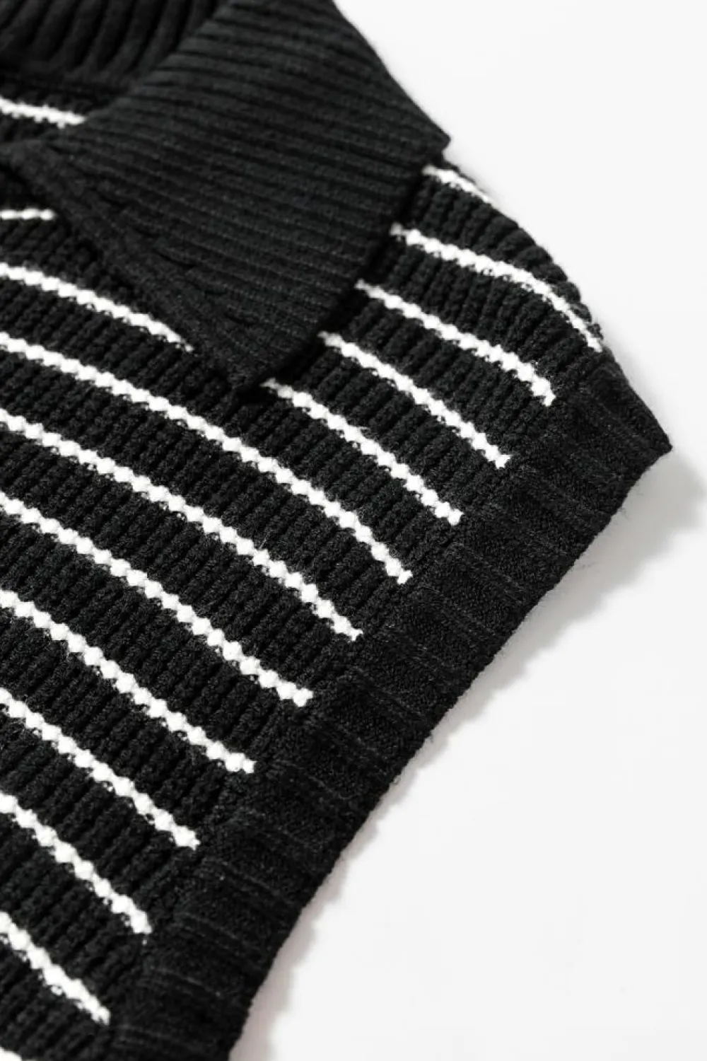 Discount Dear-Lover Turn-down V Neck Sweater Tank Top Black Stripe