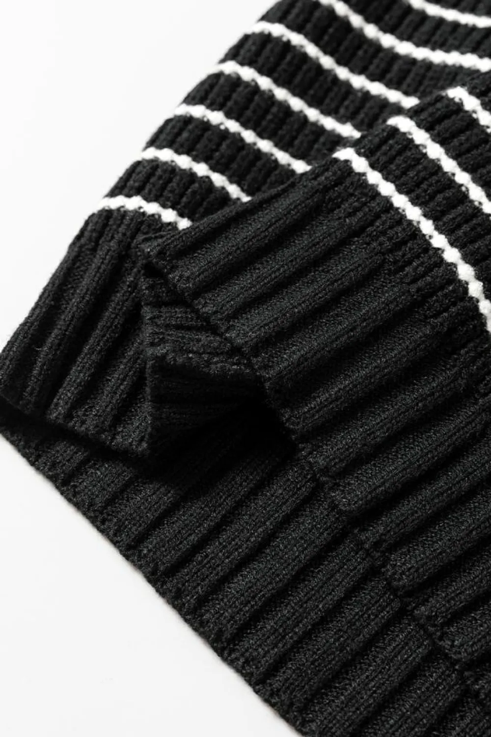 Discount Dear-Lover Turn-down V Neck Sweater Tank Top Black Stripe
