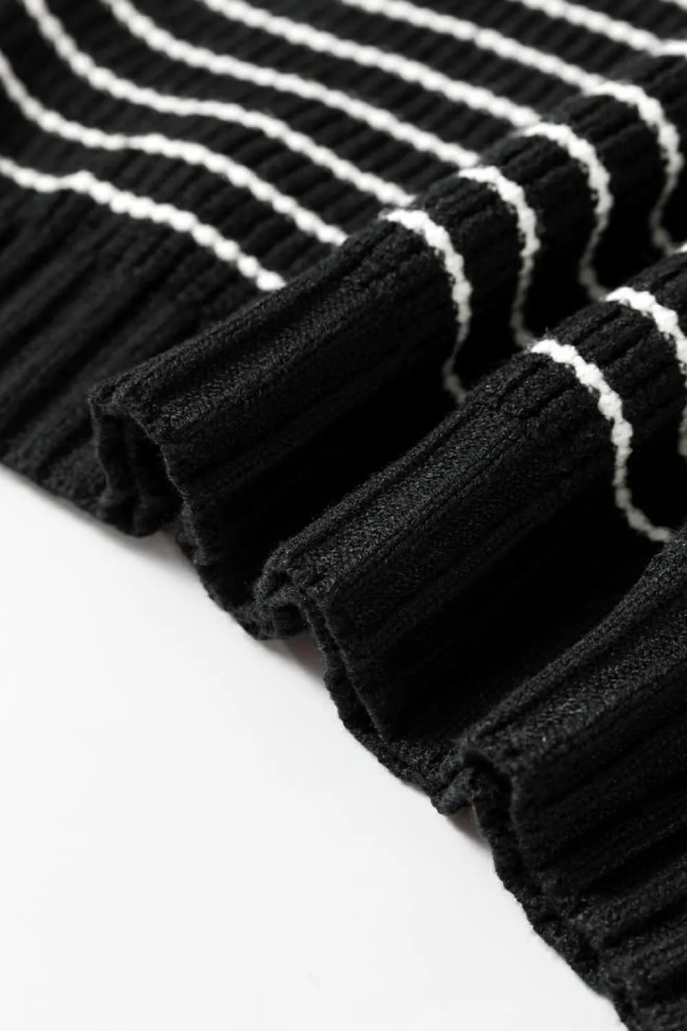 Discount Dear-Lover Turn-down V Neck Sweater Tank Top Black Stripe